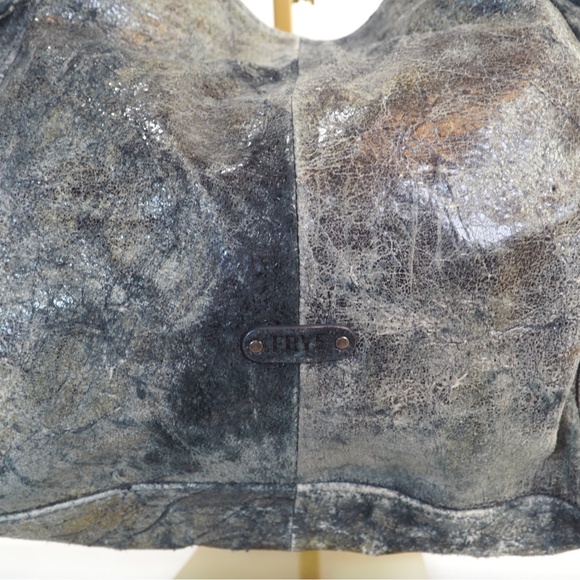 RARE Frye Deborah Studded Slate Gray Leather Bag + Matching Zip Wallet - Picture 12 of 15